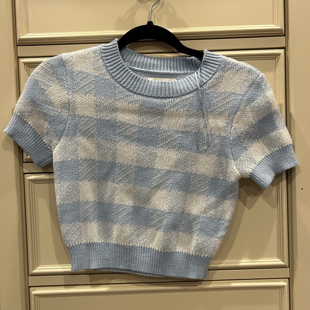 📍Blue Plad crop top📍